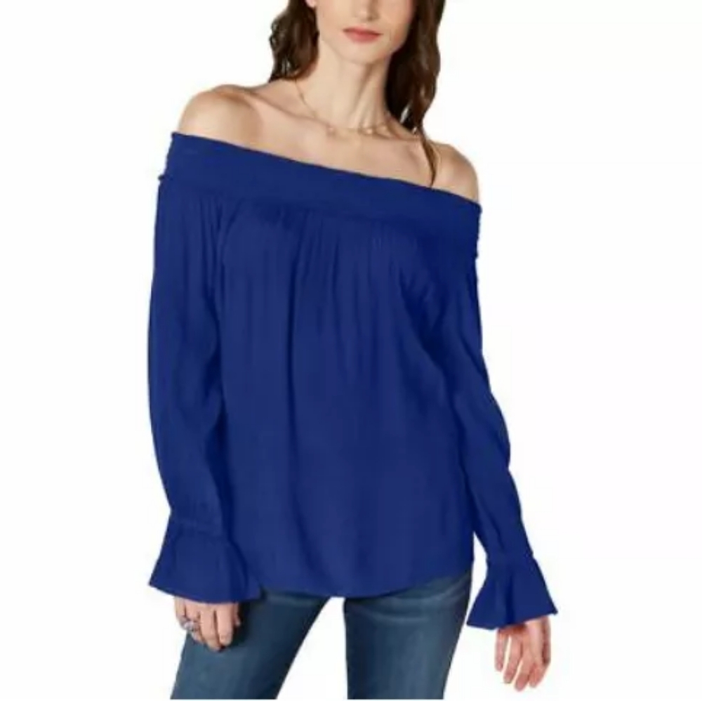 NWT INC Blue off the shoulder blouse size Medium